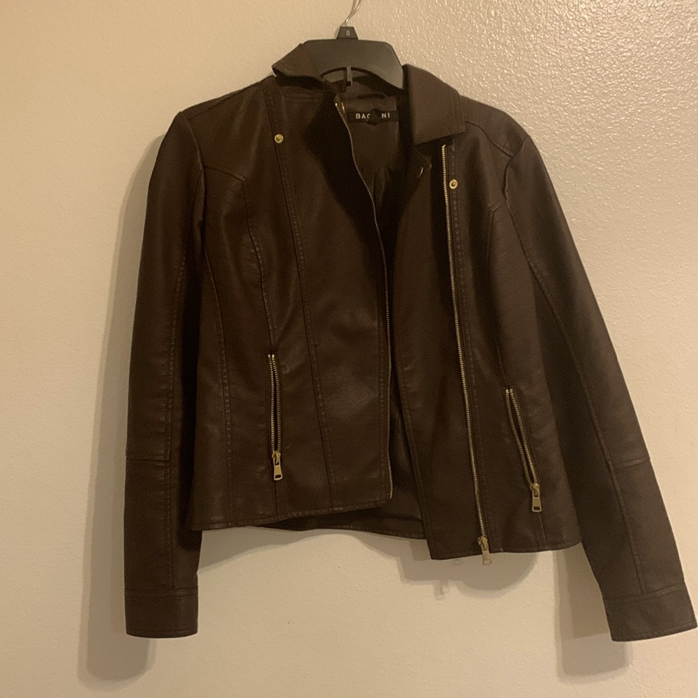 Brown leather jacket
